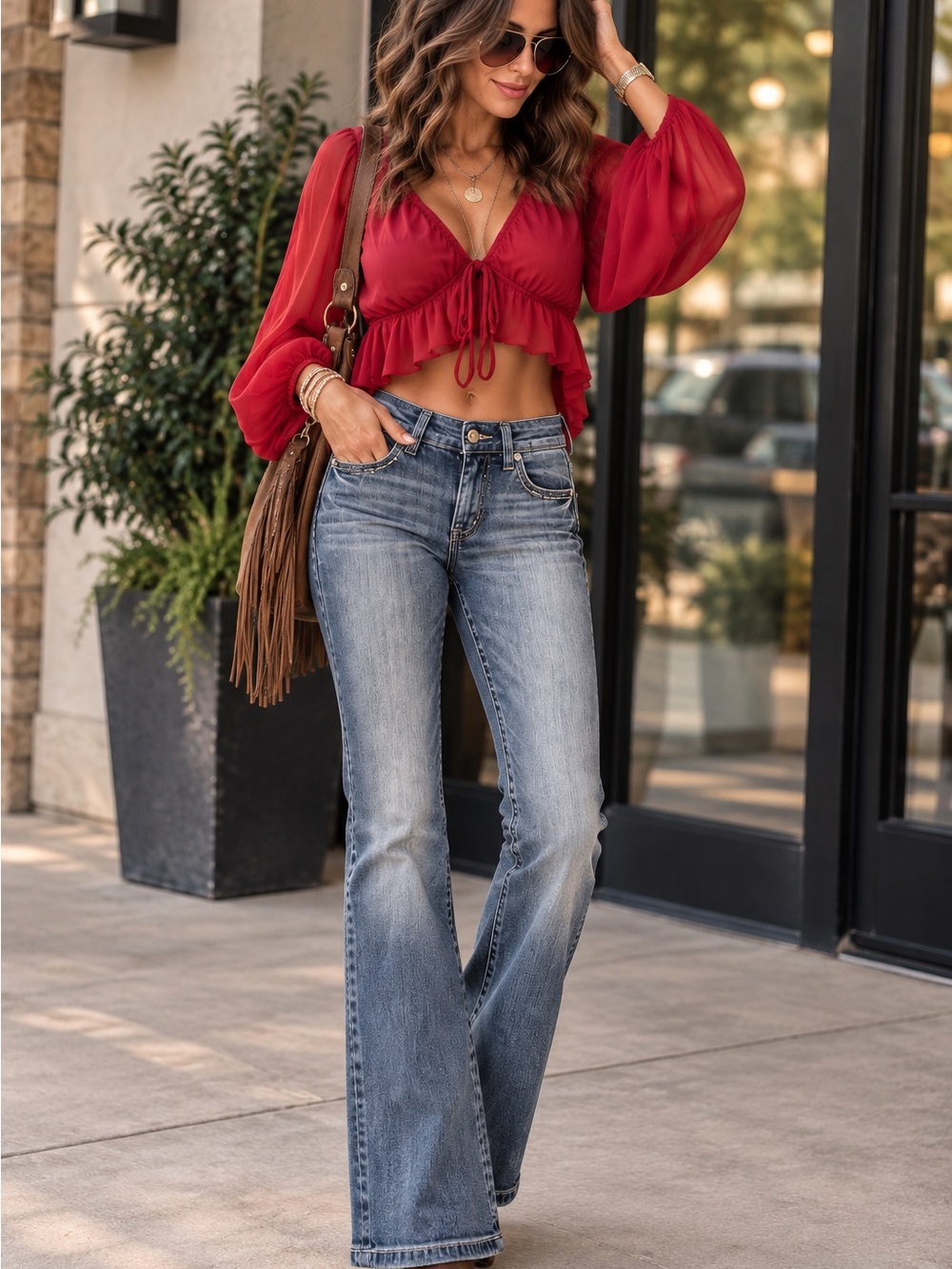 Daytrip Light Blue Bootcut Jeans with Subtle Fade